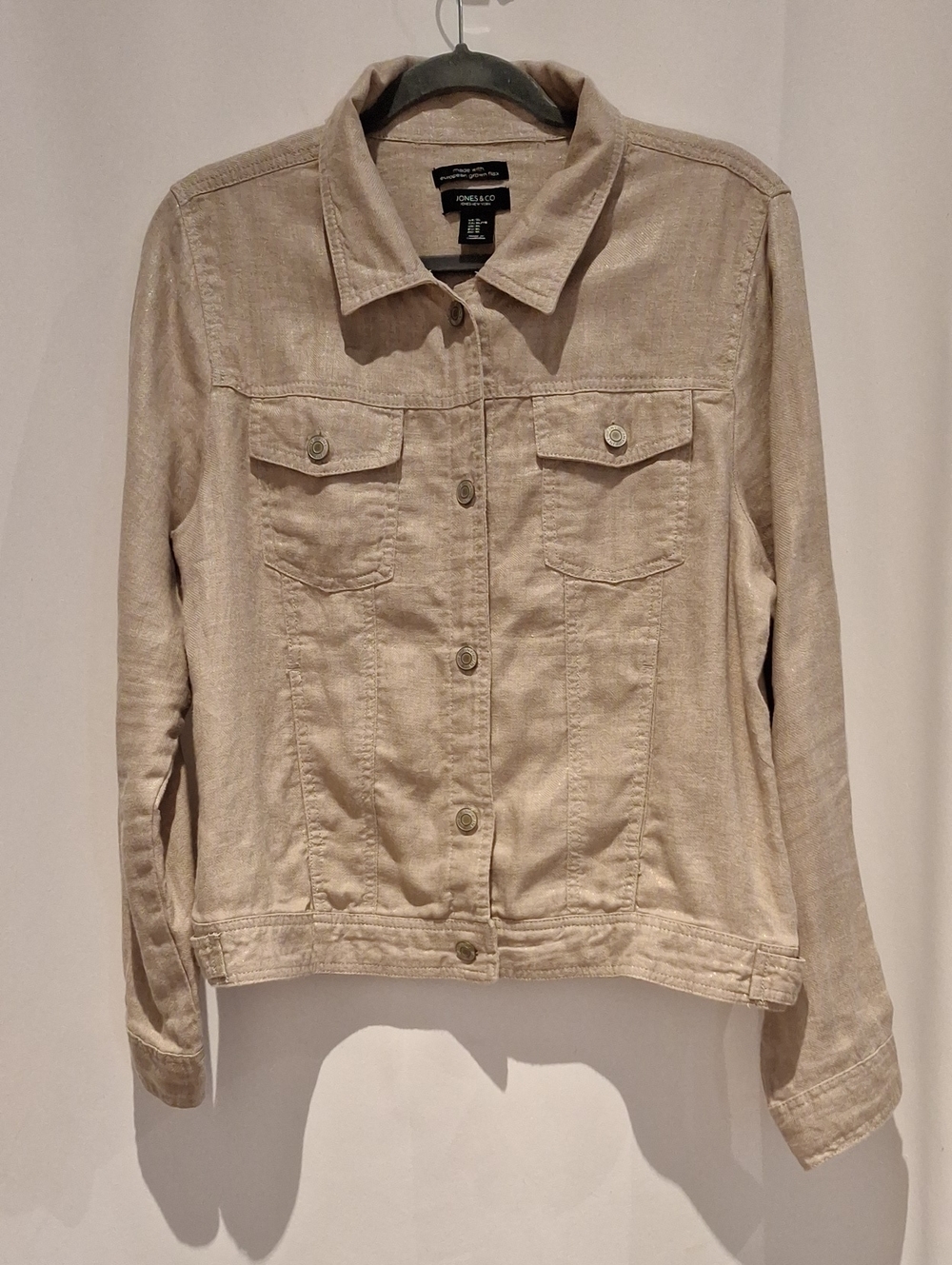 Jones New York Women's Sparkling Champagne Flax Button-Front Jacket